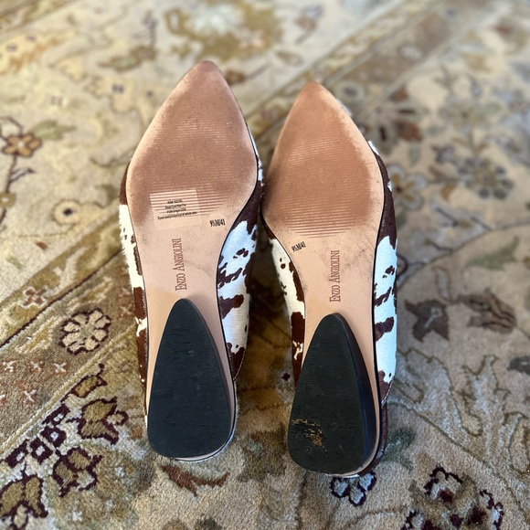 Enzo Angiolini Women’s Raysell Mule Flats Brown/Off White Cow Print Size 9.5 - Picture 10 of 13